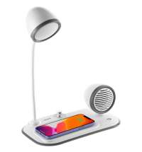 Лампа с колонкой и беспроводной зарядкой Flashback, белая