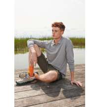 Рубашка поло унисекс с длинным рукавом Planet LSL, черный меланж