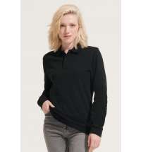 Рубашка поло унисекс с длинным рукавом Planet LSL, черный меланж