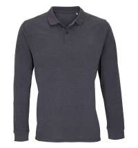 Рубашка поло унисекс с длинным рукавом Planet LSL, черный меланж