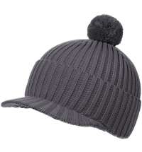 Вязаная шапка с козырьком Peaky, серая (антрацит)