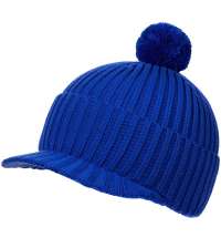 Вязаная шапка с козырьком Peaky, синяя (василек)