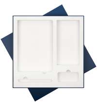 Подарочная коробка с ложементом для ежедневника, ручки и аккумулятора, синяя (под съемные ложементы)
