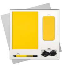 Подарочный набор Sky, желтый (ежедневник, ручка, аккумулятор)
