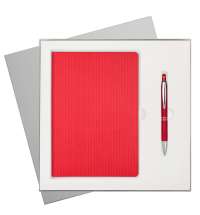 Подарочный набор Rain, красный (ежедневник, ручка)