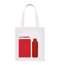 Подарочный набор Medium, красный (шоппер, блокнот, ручка, термобутылка)