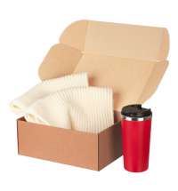 Подарочный набор Forges, бежевый/красный (шарф, термокружка)