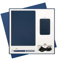 Подарочный набор Star, синий (ежедневник, ручка, аккумулятор)