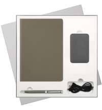 Подарочный набор Spark, серый (ежедневник, ручка, аккумулятор)