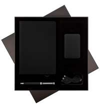 Подарочный набор Spark, черный (ежедневник, ручка, аккумулятор)