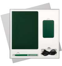 Подарочный набор Spark, зеленый (ежедневник, ручка, аккумулятор)