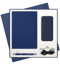 Подарочный набор Spark, синий (ежедневник, ручка, аккумулятор)