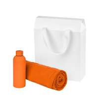 Подарочный набор Prima, оранжевый (термобутылка, плед)