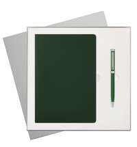 Подарочный набор Spark, зеленый (ежедневник, ручка)