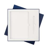 Подарочная коробка с ложементом для ежедневника и ручки, синяя