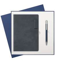 Подарочный набор Teolo, синий (ежедневник, ручка)