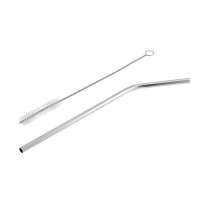 Набор Cocktail с изогнутой трубочкой и ершиком, серебристый