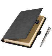 Ежедневник-портфолио Clip NEO недатированный в подарочной коробке, черный (в комплекте ручка Tesoro серебро)