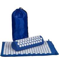 Массажный аккупунктурный коврик с валиком Iglu, синий с белым