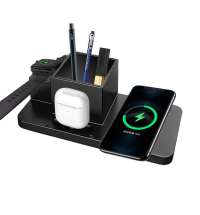Настольный органайзер Medow c беспроводной зарядкой 15W, черный