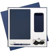Подарочный набор Star, синий (ежедневник, ручка, аккумулятор)