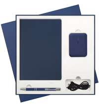 Подарочный набор Star, синий (ежедневник, ручка, аккумулятор)