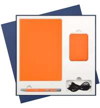 Подарочный набор Spark, оранжевый (ежедневник, ручка, аккумулятор)