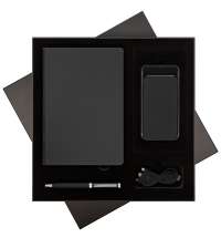 Подарочный набор Star, черный (ежедневник, ручка, аккумулятор)