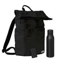 Подарочный набор Boston, черный (термобутылка, ЗУ, рюкзак)
