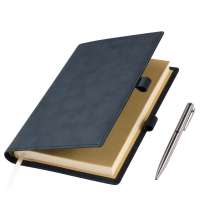 Ежедневник-портфолио Clip NEO недатированный в подарочной коробке, синий (в комплекте ручка Sonata BP серебро)