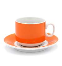 Чайная пара фарфоровая 220см³ экспресс Sunrise, оранжевый, в коробке