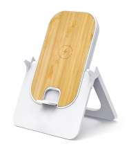 Беспроводное зарядное устройство Bambooco 15W, белый с бамбуковым