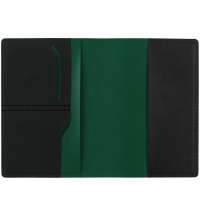 Обложка для паспорта Multimo, черная с зеленым