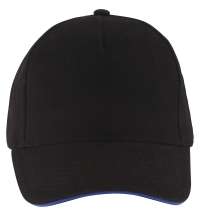 Бейсболка LONG BEACH, черная с ярко-синим