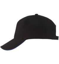 Бейсболка LONG BEACH, черная с ярко-синим