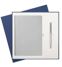 Подарочный набор Spark, серебряный (ежедневник, ручка)