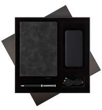 Подарочный набор Verona, черный (ежедневник, ручка, аккумулятор)