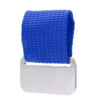 Металлический шильд с цветным ремешком (съёмный), синий