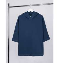 Футболка оверсай унисекс с капюшоном Neofit, темно-синяя