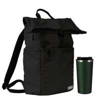 Подарочный набор Palermo, Boston, черный/зеленый (рюкзак, термокружка)