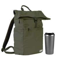 Подарочный набор Palermo, Boston, зеленый/серый (рюкзак, термокружка)