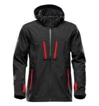 Куртка софтшелл мужская Patrol, черная с красным