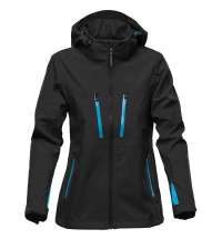 Куртка софтшелл женская Patrol, черная с синим