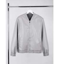 Бомбер из искусственной кожи Univer, серый