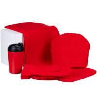 Набор Fleecy с термостаканом, красный