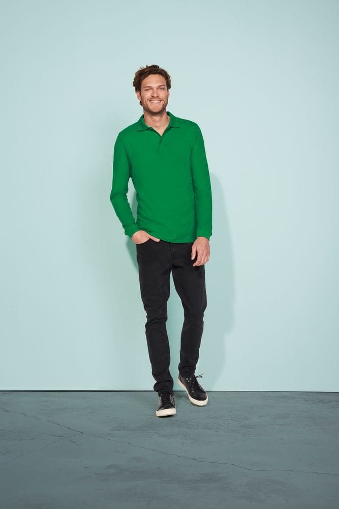 Рубашка поло мужская с длинным рукавом WINTER II 210 бежевая