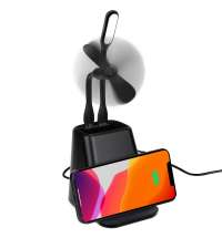 Настольный органайзер с зарядкой, лампой и вентилятором powerTower, черный