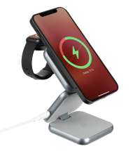 Складная станция беспроводной зарядки Terza, серебристая