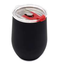 Термокружка с двойной стенкой SOFTO To Go софт-тач, черная/красная