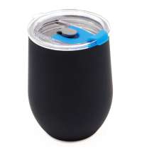 Термокружка с двойной стенкой SOFTO To Go софт-тач, черная/синяя